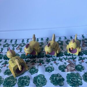 McKenzie Childs Easter Wooden Painted Chick Napkin Rings Lot 4 FOUR RARE Unused
